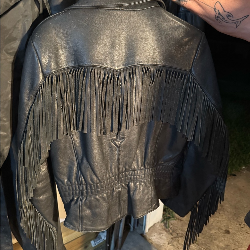 Black Zippered Jacket with Buckle Detail